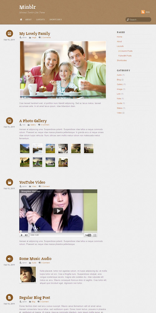 Minblr Micro Blog WordPress Theme